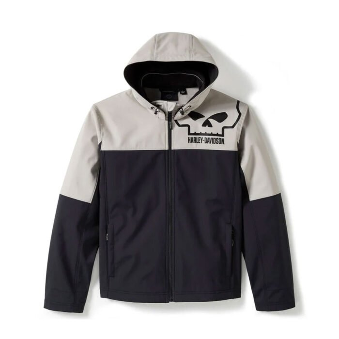 Harley-Davidson Men's Willie G. Skull Water Repellent Softshell Jacket, Black/.Grey 97413-25VM - Image 1