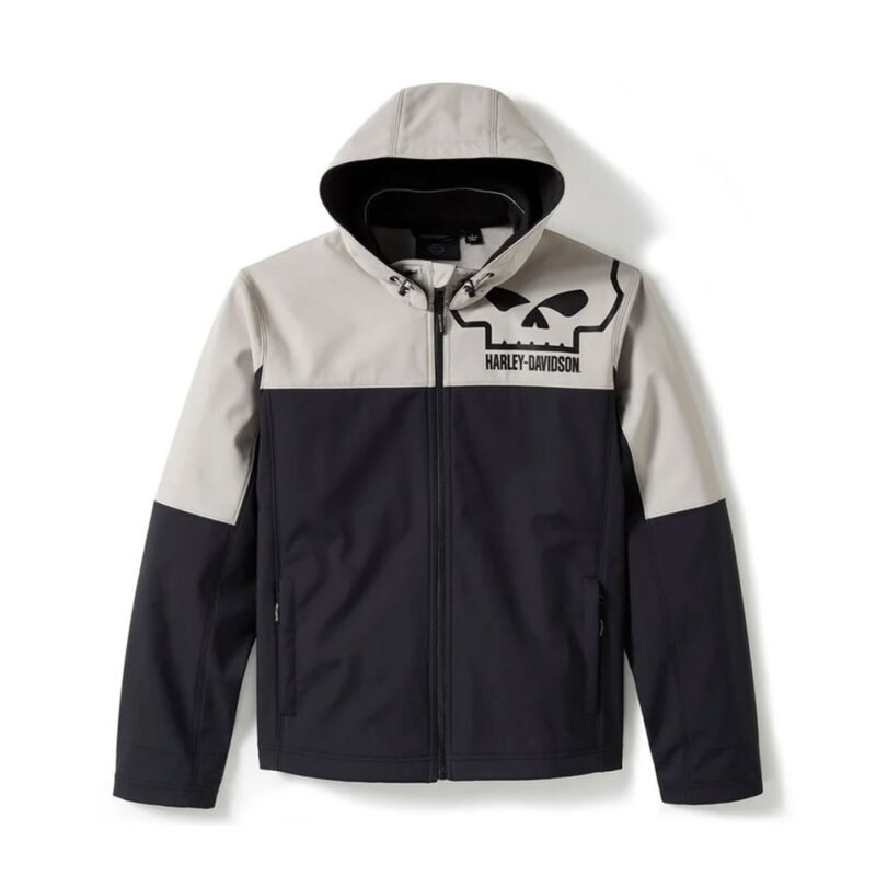 Harley-Davidson Men's Water Repellent Jacket in black/grey with Willie G. Skull graphic
