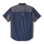 Harley-Davidson Men's H-D TECH Quick Dry Button-Up Colorblock Short Sleeve Shirt, Blue & Gray 96385-25VM - Image 2