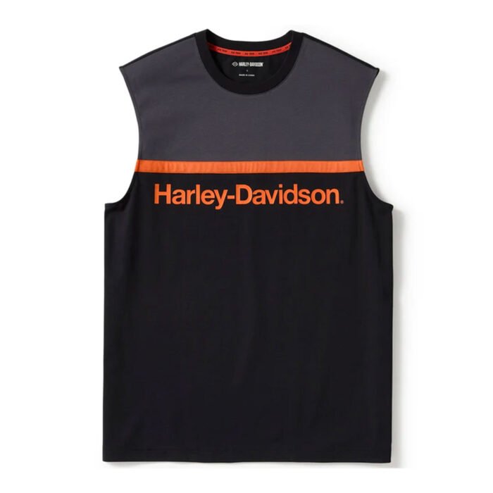 Harley-Davidson Men's H-D TECH Coolmax Moisture Wicking Sleeveless Shirt, Asphalt Gray/Black Tank 96490-25VM - Image 1