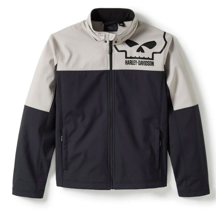 Harley-Davidson Men's Willie G. Skull Water Repellent Softshell Jacket, Black/.Grey 97413-25VM - Image 4