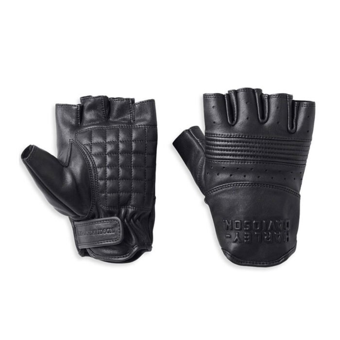 Harley-Davidson Men's Oakbrook Fingerless Leather Gloves, Black 98143-22VM - Image 1