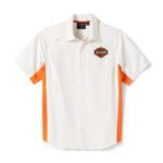 Harley-Davidson Men's H-D TECH Colorblock Button-Up Short Sleeve Shirt, White 96502-25VM