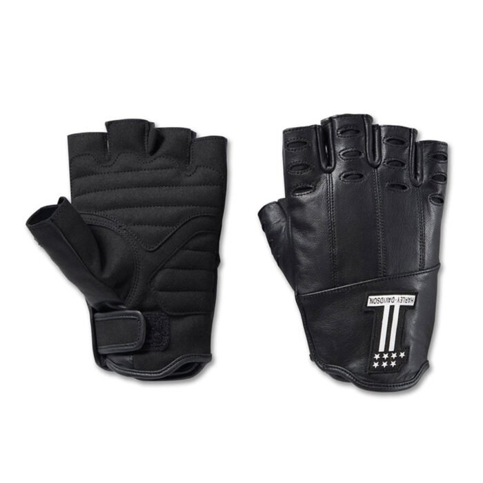 Harley-Davidson Men's Loyalist Fingerless Leather Gloves, Black 98138-23VM - Image 1
