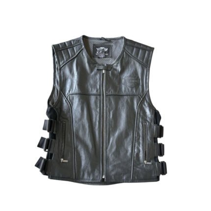Men's Motorcycle Vest Harley-Davidson Swat II in genuine cowhide leather with zippered front