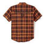 Harley-Davidson Men's H-D TECH Coolmax Button-Up Short Sleeve Shirt, Orange Plaid 96513-25VM - Image 2