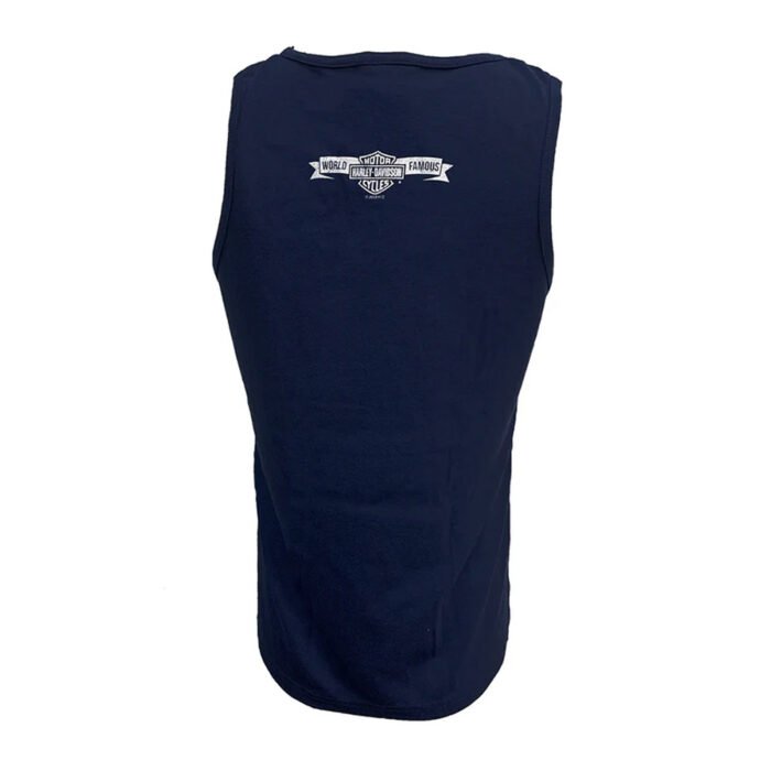 Teddy Morse's Daytona Harley-Davidson Exclusive Men's Crusader Tank Top Sleeveless Shirt, Navy Blue - Image 2