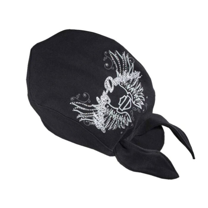 Harley-Davidson Women's Rhinestone Wing Skull Cap Headwrap, Black 99419-12VW - Image 2