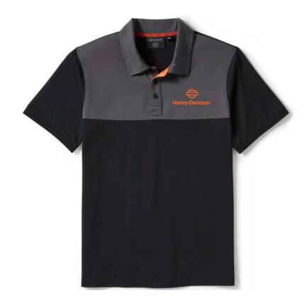 Harley-Davidson Men's H-D Tech Coolmax Polo Short Sleeve Shirt, Black/Gray 96482-25VM