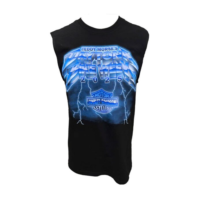 Harley-Davidson Men's Bike Week 2025 Lightning Strike Sleeveless Muscle Shirt, Black - Image 1
