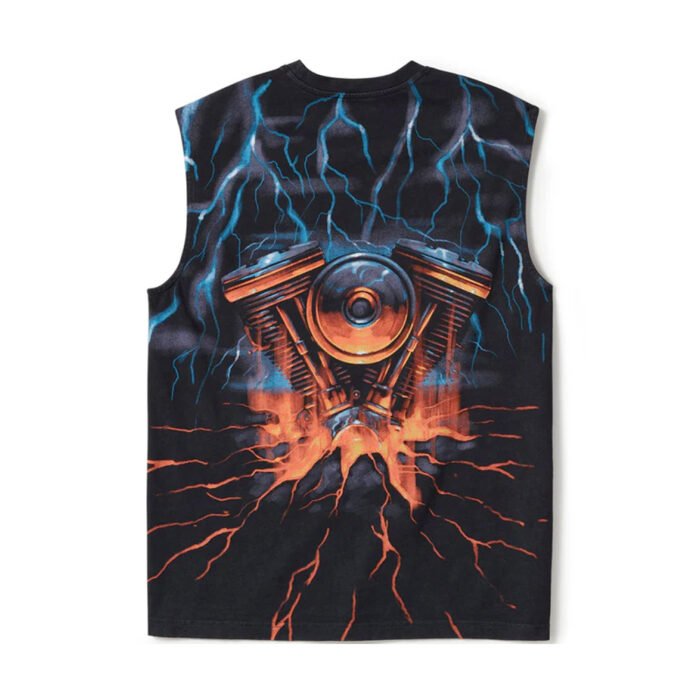 Harley-Davidson Men's 80s' Evo Engine Lightning Sleeveless Muscle Shirt, Black 96481-25VM - Image 2