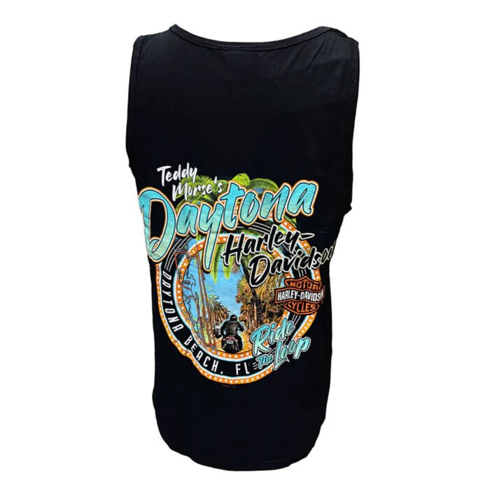 Teddy Morse's Daytona Harley-Davidson Men's Exclusive Ride The Loop Sleeveless Shirt, Black Tank - Image 2