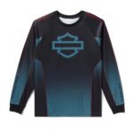 Harley-Davidson Men's H-D Speedway Moto Jersey, Long Sleeve Shirt, Black/Deep Green 96620-25VX
