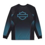 Harley-Davidson Men's H-D Speedway Moto Jersey, Long Sleeve Shirt, Black/Deep Green 96620-25VX - Image 2