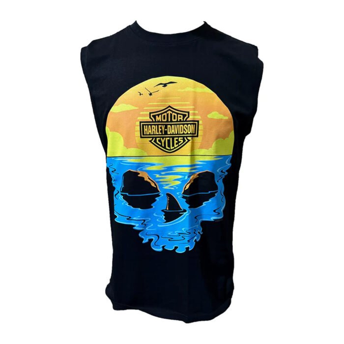 Teddy Morse's Daytona Harley-Davidson Men's Daybreak Skull 2.0 Sleeveless Shirt, Black Muscle Tee - Image 1