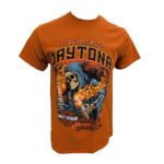 Teddy Morse's Daytona Harley-Davidson Grim Reaper Bob Men's Short Sleeve Texas Orange Shirt