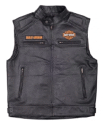 New Men's Black Vest - Harley Davidson Passing Link Leather - Image 2