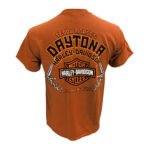 Teddy Morse's Daytona Harley-Davidson Grim Reaper Bob Men's Short Sleeve Texas Orange Shirt - Image 2