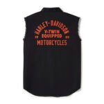 Harley-Davidson Men's V-Twin Button-Up Equipped Solid Blowout Sleeves Shirt, Black 96496-25VM - Image 2