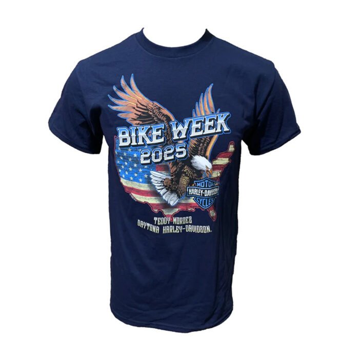 Harley-Davidson Men's Bike Week 2025 Freedom Patriot Short Sleeve Shirt, Navy Blue Tee - Image 1