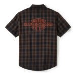 Harley-Davidson Men's Bar & Shield Patch Button-Up Short Sleeve Shirt, Amber Brown 96503-25VM - Image 2