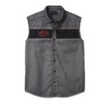 Harley-Davidson Men's Iron Bond Button-Up Blowout Sleeveless Shirt, Gray 99005-23VM