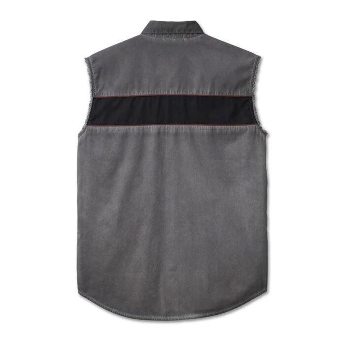 Harley-Davidson Men's Iron Bond Button-Up Blowout Sleeveless Shirt, Gray 99005-23VM - Image 2