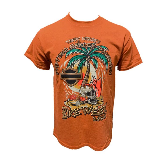 Harley-Davidson Men's Bike Week 2025 Salty Beach Crab Short Sleeve Shirt, Sand Brown, Brunt Orange - Image 3