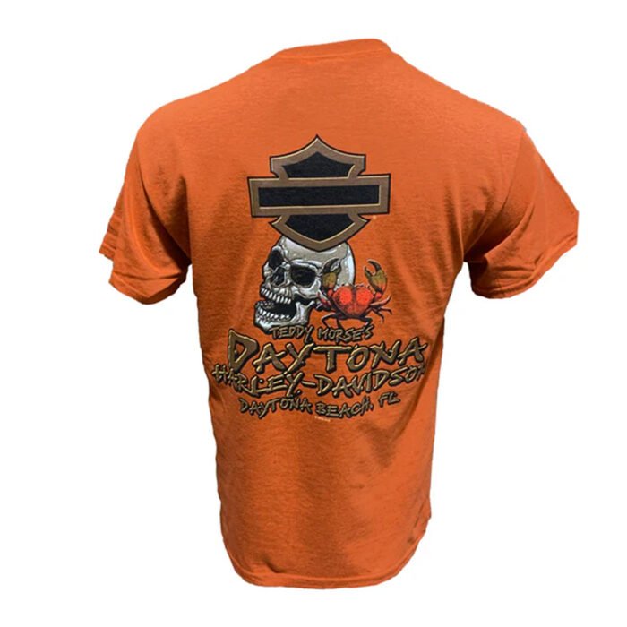 Harley-Davidson Men's Bike Week 2025 Salty Beach Crab Short Sleeve Shirt, Sand Brown, Brunt Orange - Image 4