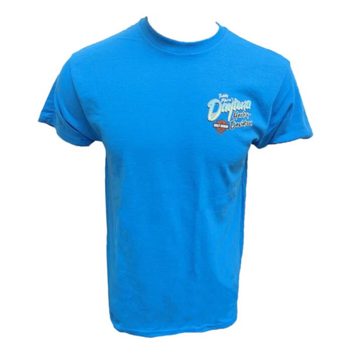 Teddy Morse's Daytona Harley-Davidson Exclusive Ride The Loop Men's Short Sleeve Shirt, Sapphire - Image 1