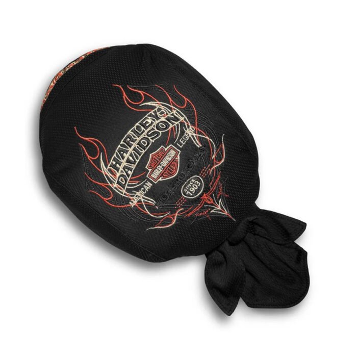 Harley-Davidson Men's Flames Quick Dry Mesh Skull Cap, Black 99435-16VM SKU: 99435-16VM/000S - Image 2
