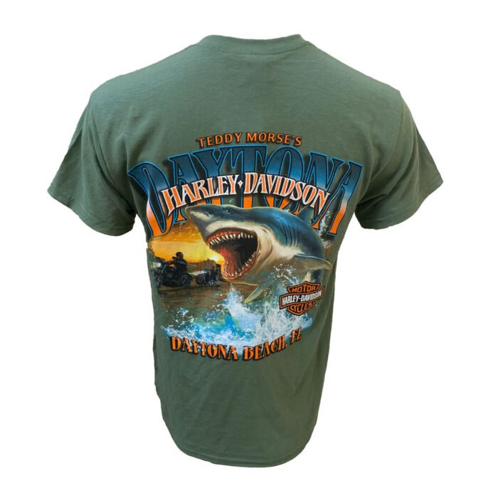 Teddy Morse's Daytona Harley-Davidson Men's Great White Shark Short Sleeve Shirt, - Image 7