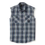Harley-Davidson Men's V-Twin Button-Up Equipped Plaid Blowout Sleeves Shirt, Gray 96495-25VM