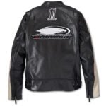 Men's Harley-Davidson Eagle Jacket in black Buffalo leather with Screamin' Eagle embroidery, 3M reflective piping, and CE-approved D3O armor for motorcycle riding.
