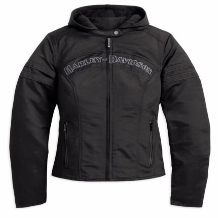 Women’s Harley-Davidson Outerwear Jacket in Black, showcasing durable design and iconic style for riding or casual wear.