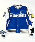 Blue Varsity Jacket: Star Patch Letterman Bomber, Unisex Streetwear