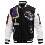 NFL BALTIMORE RAVENS MASHUP MEN'S RIB WOOL VARSITY JACKET - Image 2