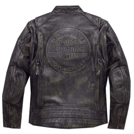 Harley-Davidson style 2 in 1 leather motorcycle jacket with removable sleeves