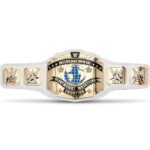 Authentic WWE belts featuring detailed championship plates and premium leather straps