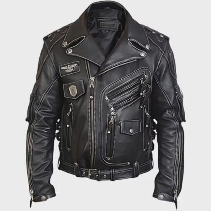 Men leather jacket – Harley-Davidson vintage biker motorcycle jacket in black
