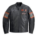 Black leather moto jacket Harley-Davidson Screaming Eagle men's genuine cowhide with front zipper