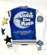 Blue Varsity Jacket: Star Patch Letterman Bomber, Unisex Streetwear - Image 2