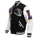 NFL BALTIMORE RAVENS MASHUP MEN'S RIB WOOL VARSITY JACKET - Image 3