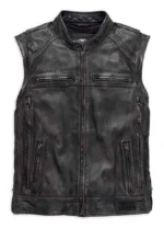 2 in 1 Leather Jackets | Convertible Jacket to Vest Styles Harley Davidson Genuine Cowhide - Image 3