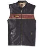 Men Harley Davidson Genuine Black Leather Motorcycle Vest Biker Riding Waistcoat - Image 3