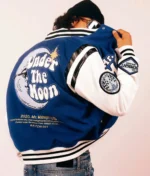Blue Varsity Jacket: Star Patch Letterman Bomber, Unisex Streetwear - Image 4