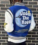 Blue Varsity Jacket: Star Patch Letterman Bomber, Unisex Streetwear - Image 5