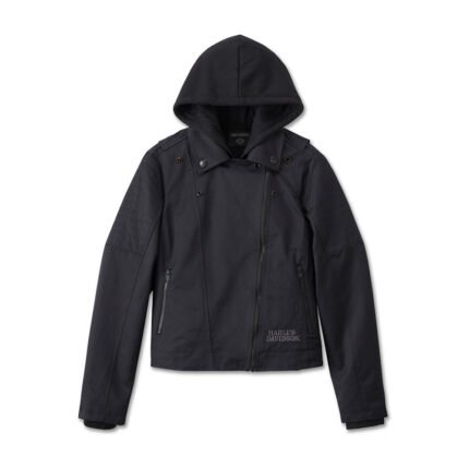 Best women’s jacket by Harley-Davidson featuring Willie G Skull 3-in-1 design with removable hoodie