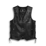 “Harley-Davidson Men Leather Vest 98024-18VM front view made from premium cowhide”
