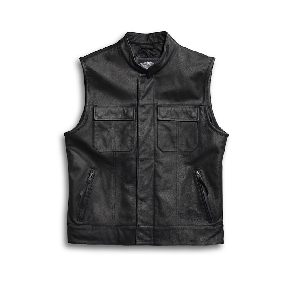 1 (2)_imresizer Front view of Harley-Davidson Leather Vest men’s classic motorcycle style
